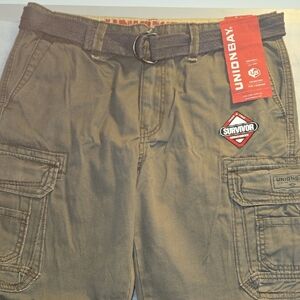 UNIONBAY Men's Brown Cargo Pants with Belt